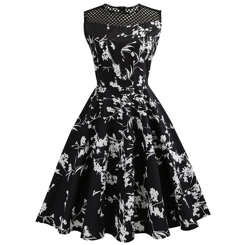 

Summer Self Repairing Gauze Splicing Dress, Black