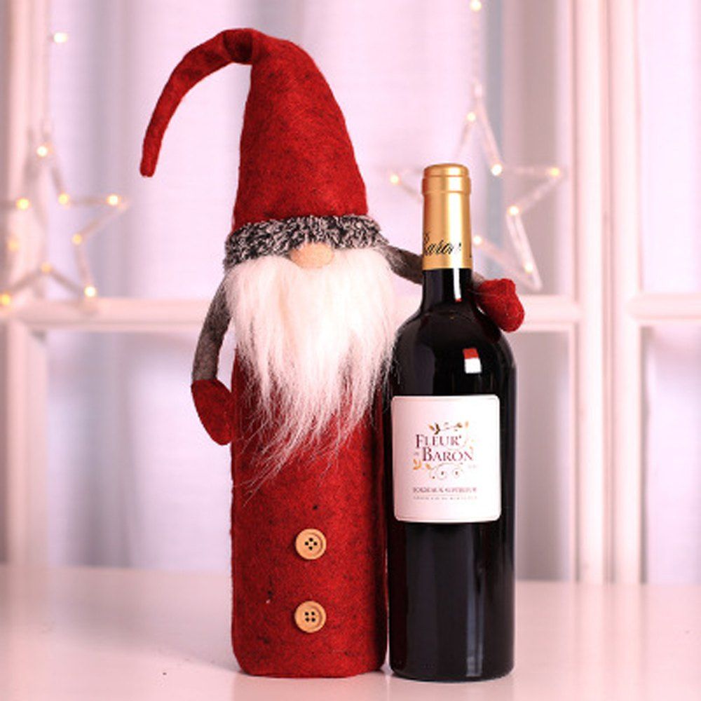 

Christmas Wine Bottle Bag Champagne Bottle Set Decoration, Red;green;gray