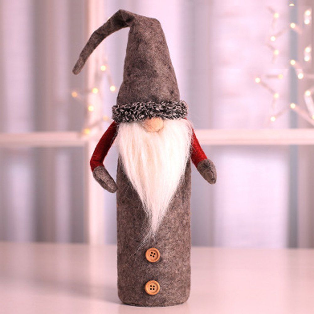 

Christmas Wine Bottle Bag Champagne Bottle Set Decoration, Gray;red;green