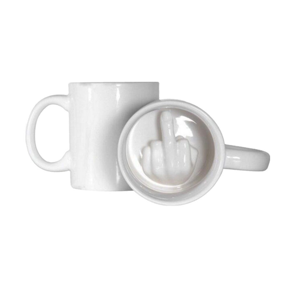 

Funny Spoof Creative Middle Finger Ceramic Cup, White