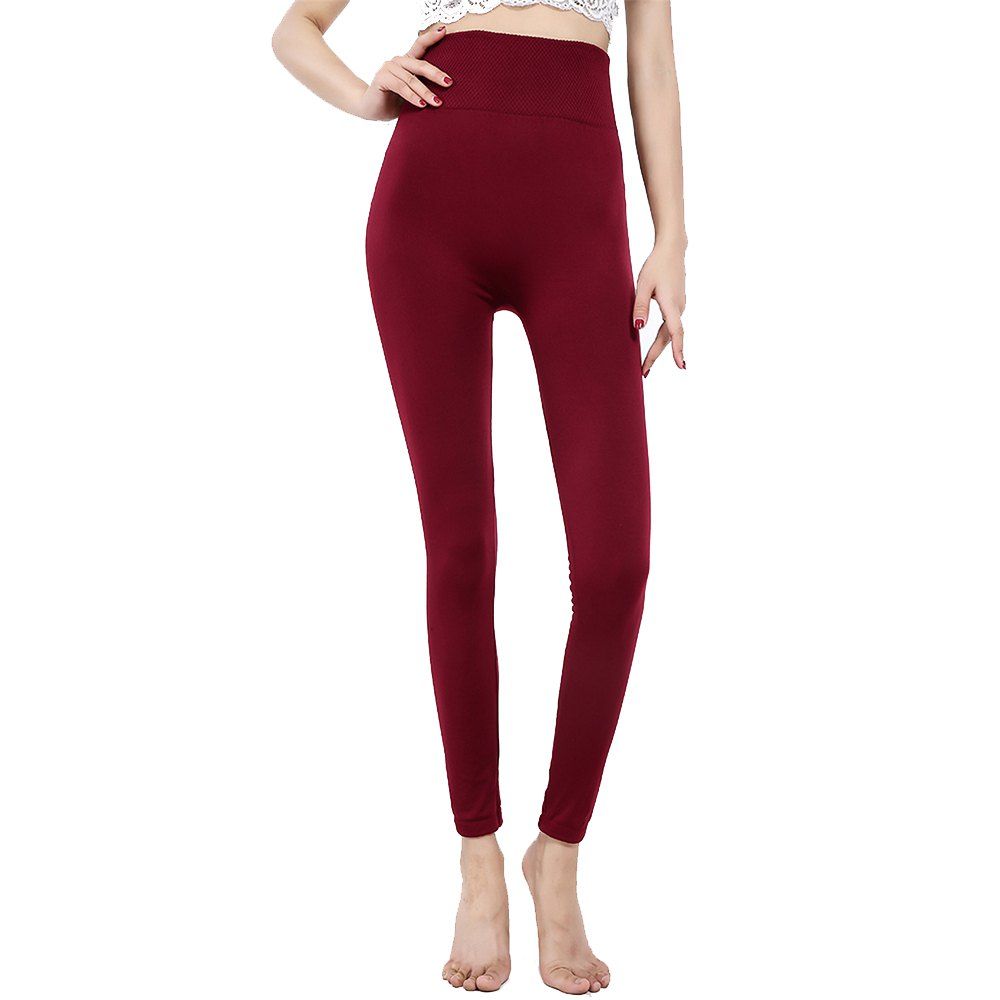 

High Waist Super Soft Burushed Women Leggings, Red wine