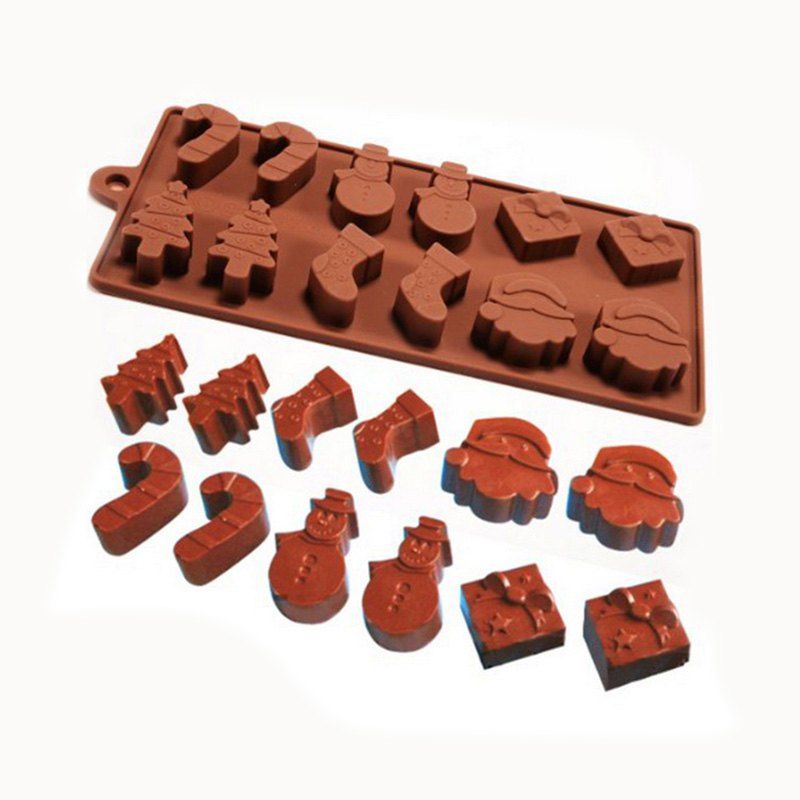 

Silicone Cake Chocolate Mold Christmas Tree Wand Sock Snowman DIY, Brown