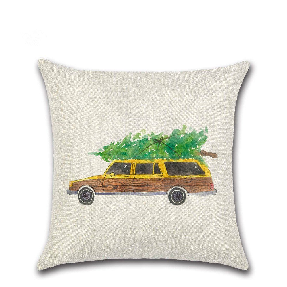 

Christmas Cotton Linen Sofa Car Home Waist Cushion Cover Throw Pillow, Multi-a