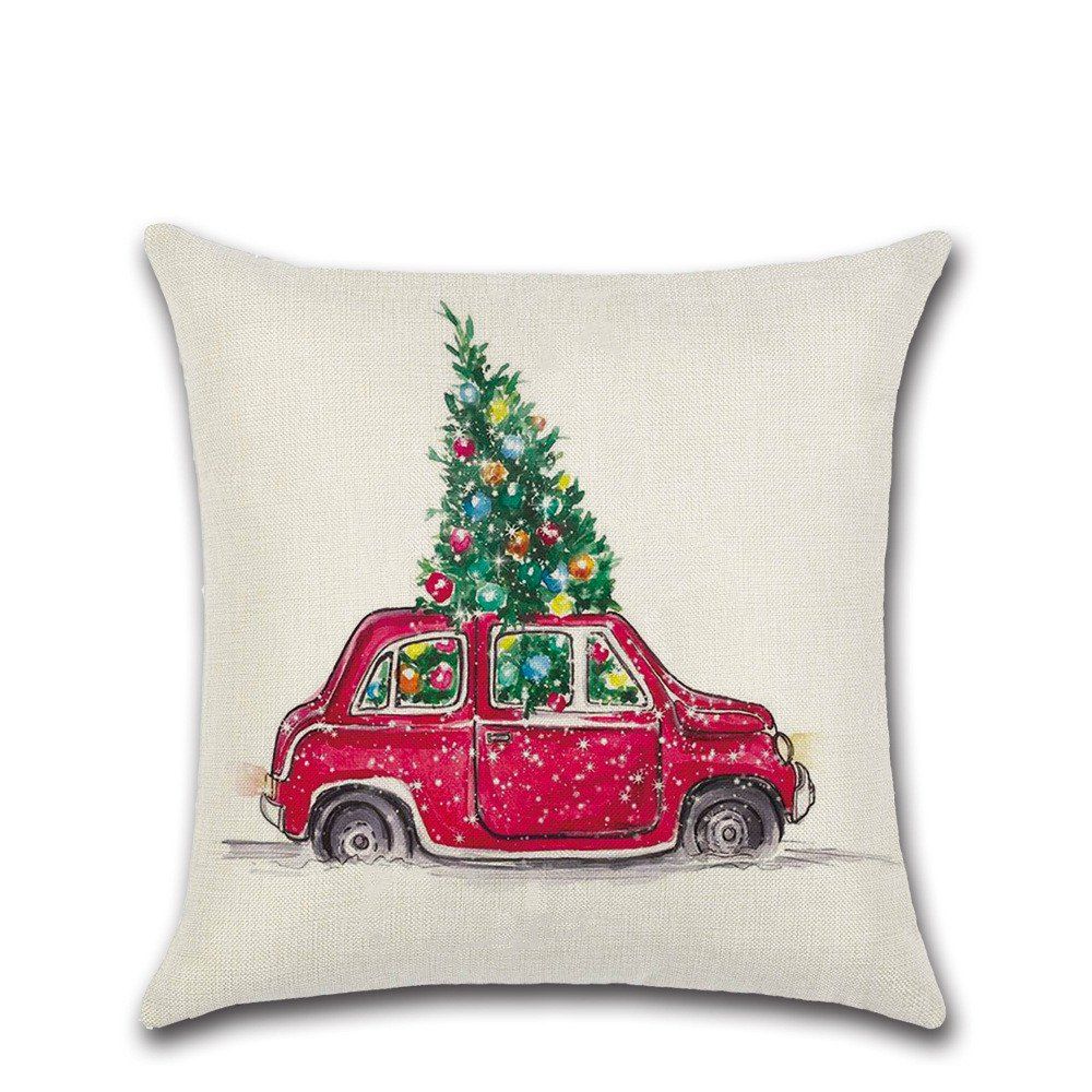 

Christmas Cotton Linen Sofa Car Home Waist Cushion Cover Throw Pillow, Multi-d