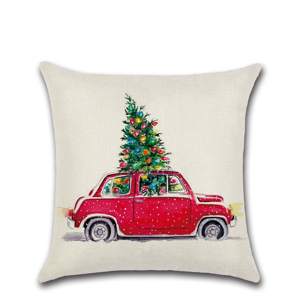 

Christmas Cotton Linen Sofa Car Home Waist Cushion Cover Throw Pillow, Multi-f