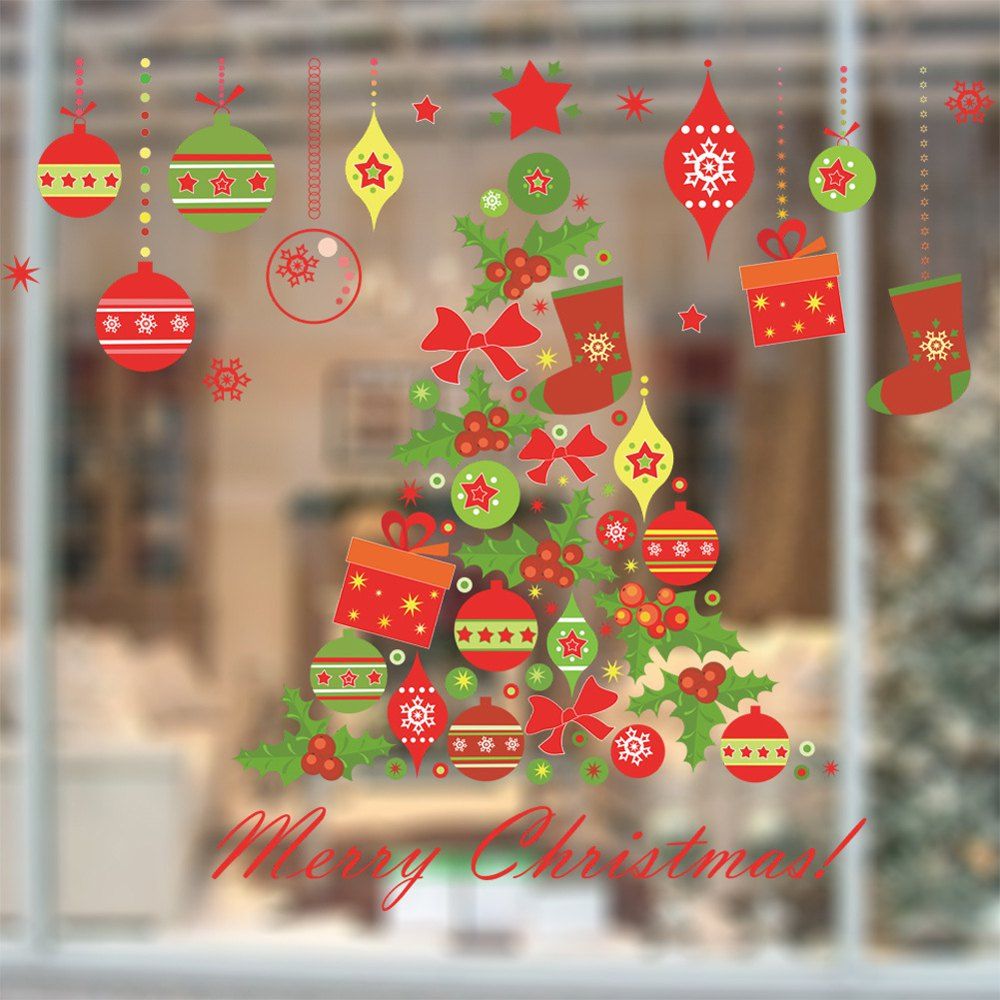 

Christmas Tree Gifts PVC Window Wall Sticker, Multi