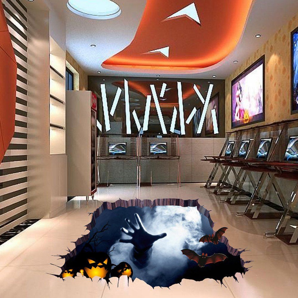 

YEDUO 3D Halloween Household Room Floor Wall Sticker Mural Decor Decal, Jet black