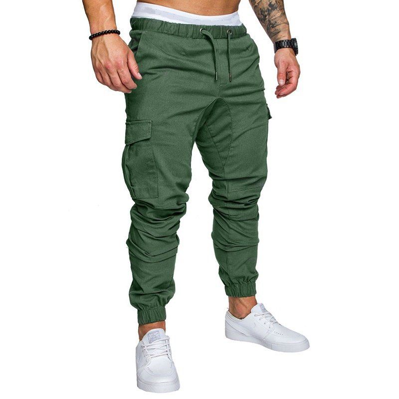 

Men's Fashion Casual Tether Elastic Sports Trousers Trousers, Jungle green