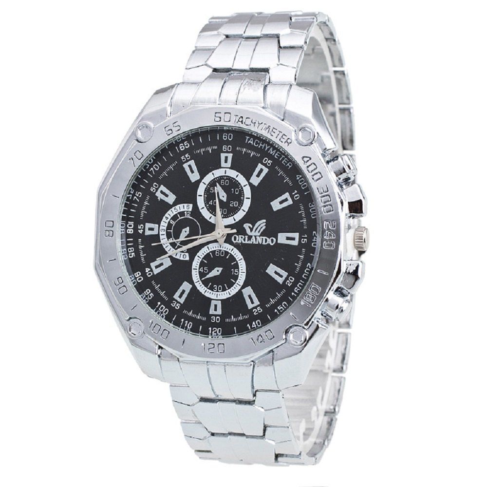 

Three Eyes and Six Needles Fashion Casual Steel Belt Watch, Black