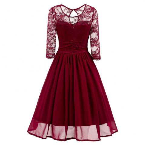 [39% OFF] Ladies' Round Neckline Chiffon Dress | Rosegal