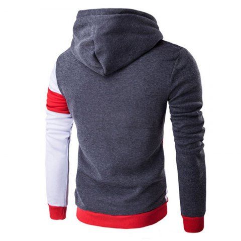 

Men's Casual Colorblock Hooded Sweater, Dark gray