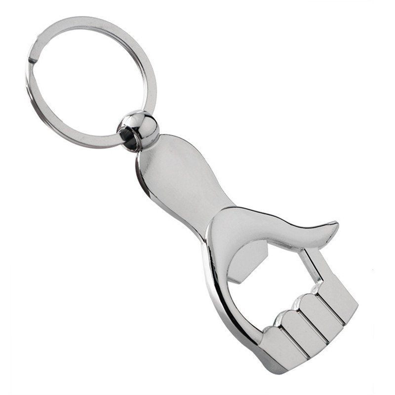 

3D Creative Metal Palm Opener Thumb Beer Opener Key Chain Bar Tool, Silver