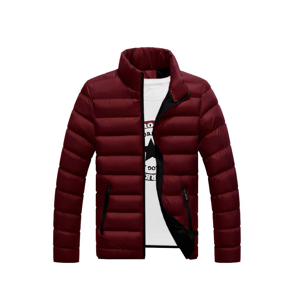 

Men's Winter Stand Collar Down Jacket, Red wine