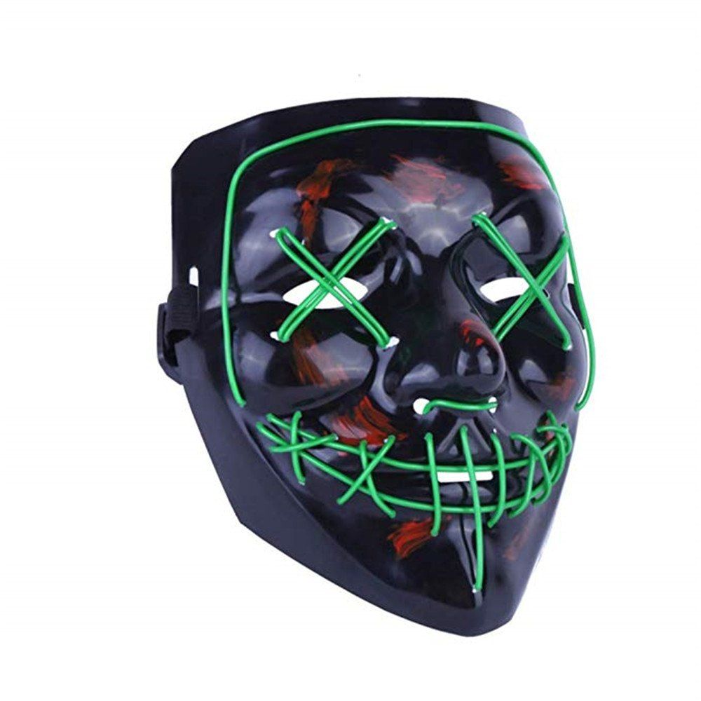 

Light Up LED Mask Halloween Scary Mask Costume for Men Women Kids, Green