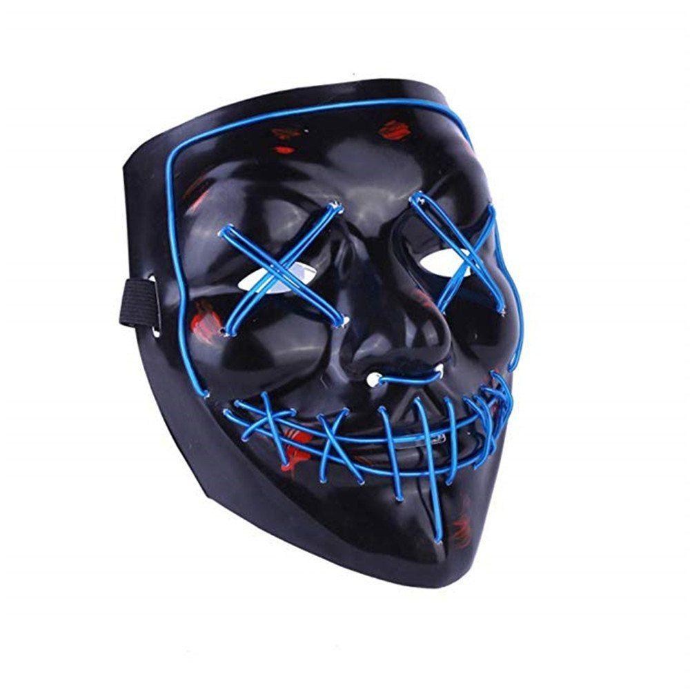 

Light Up LED Mask Halloween Scary Mask Costume for Men Women Kids, Blue