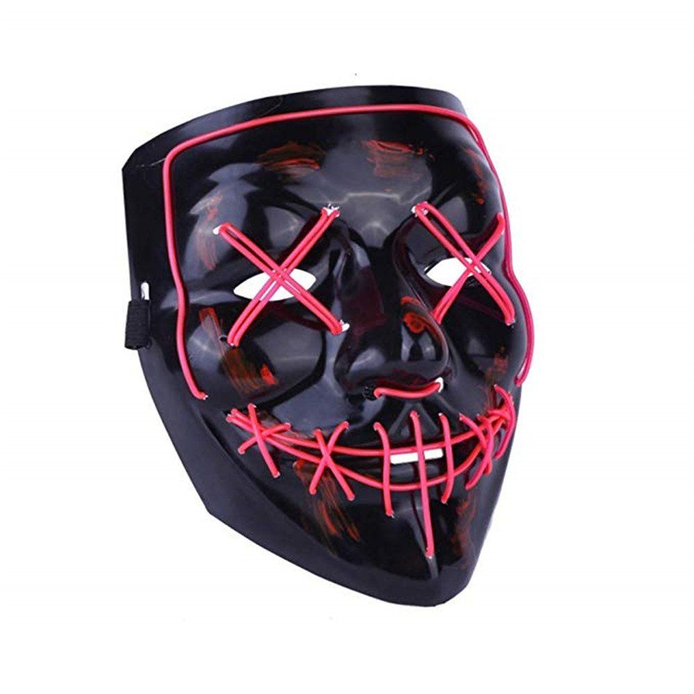 

Light Up LED Mask Halloween Scary Mask Costume for Men Women Kids, Rose red