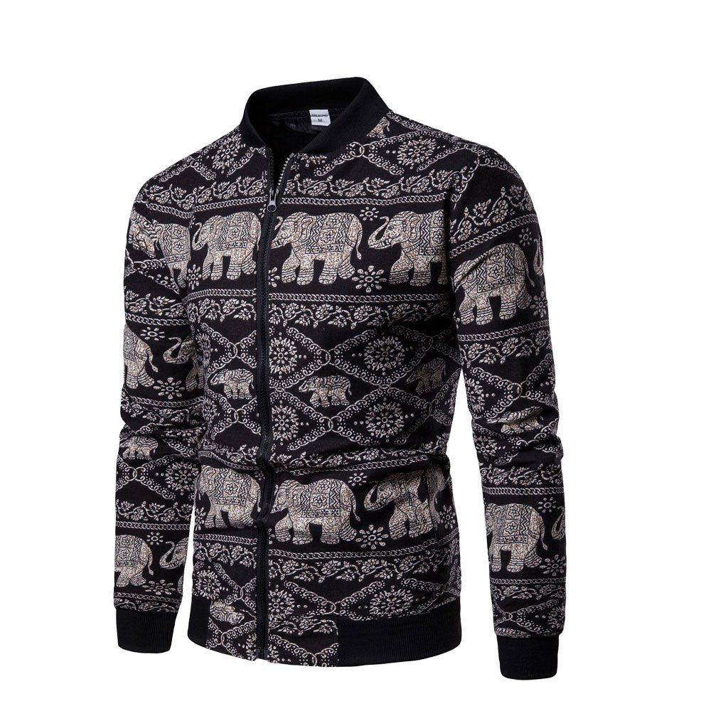 

Personalized Cardigan Men's Printed Jacket, Black