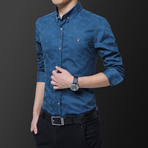 camisa azul electrico hombre