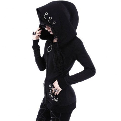 

Women's Long Sleeve Sweater Hoodie, Black