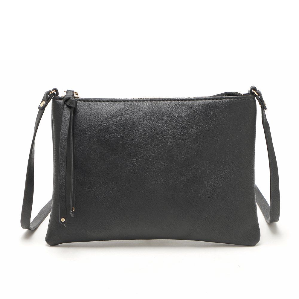 

Casual Crossbody Bags for Women PU Leather Messenger Bags Female Flap Handbag, Black