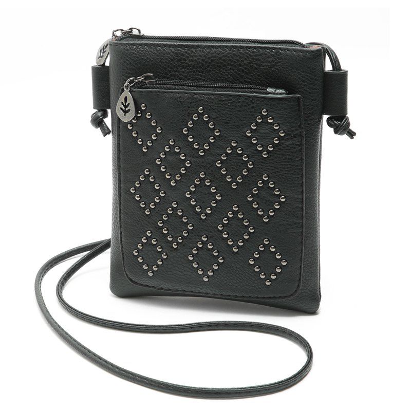 

Small Shoulder Bag Vintage Rivet Women Messenger Bags for Phone, Black