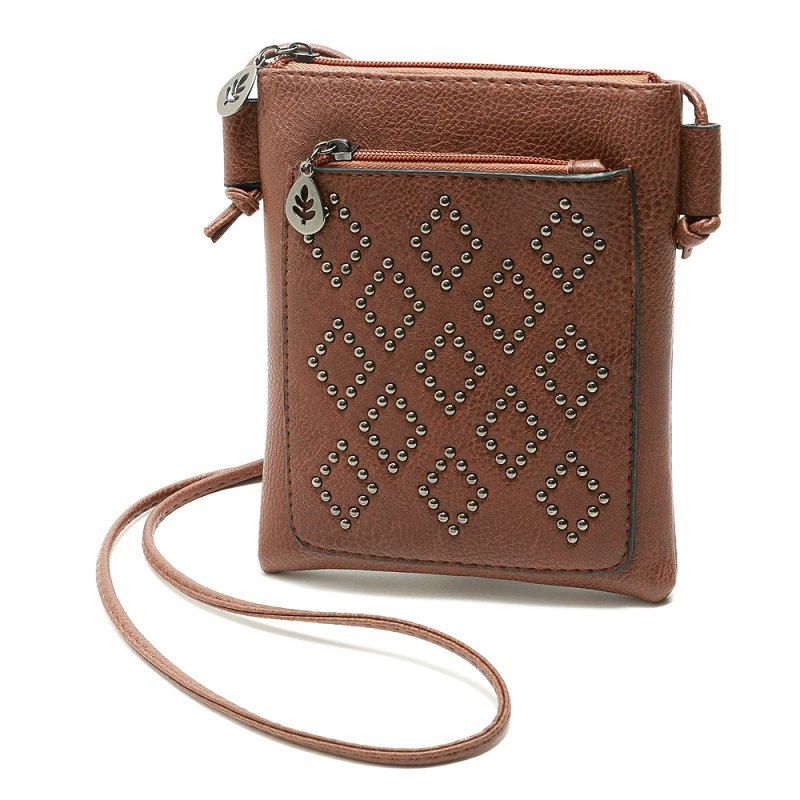 

Small Shoulder Bag Vintage Rivet Women Messenger Bags for Phone, Deep coffee