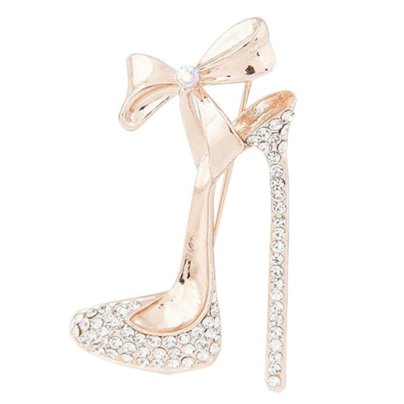 

Bow Diamond High Heel Brooch Chest and Flower Accessories, Champagne gold