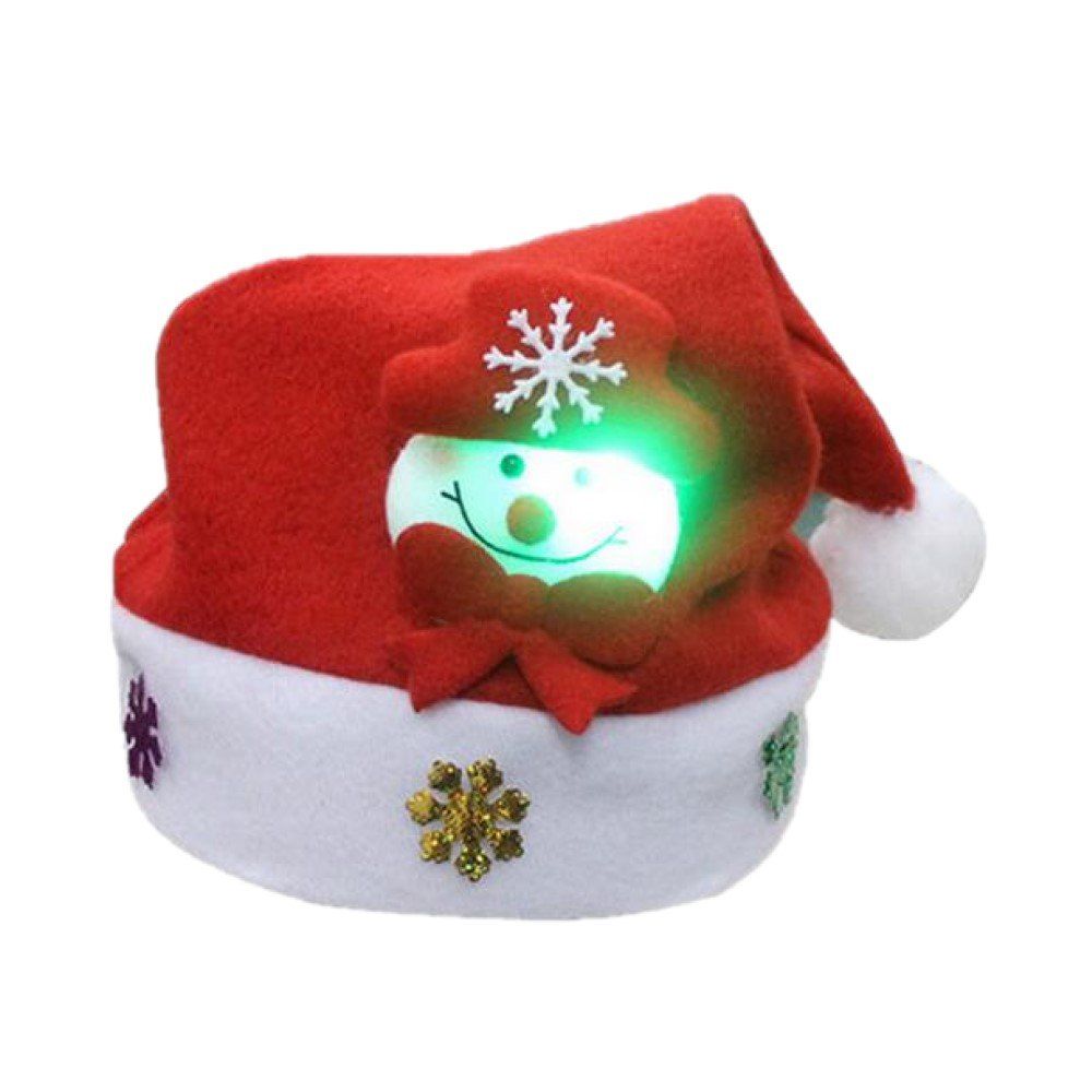 

Christmas Hat for Children and Adults Non-Woven Pleuche Snowman Hat with Lights, Red