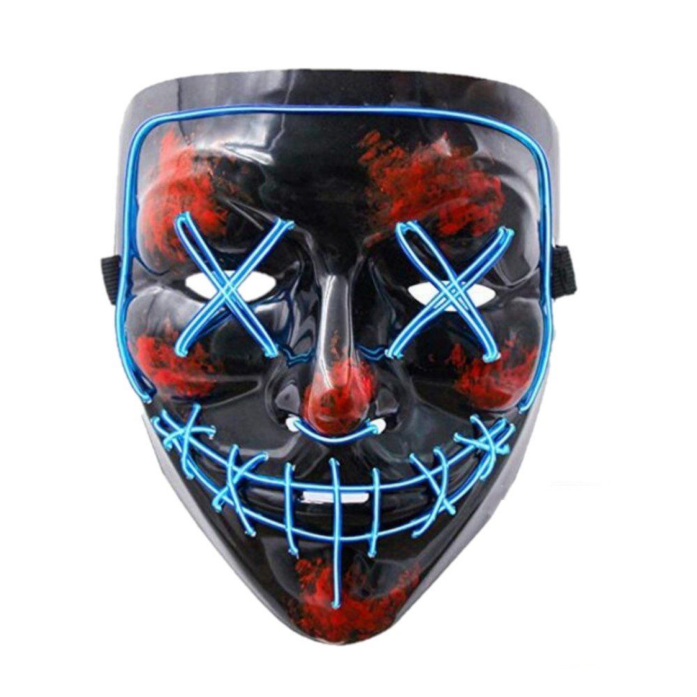 

Halloween Scary Mask Cosplay Led Costume Mask EL Wire Light up for Halloween, Blue