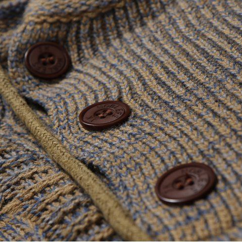

Men's Fashion Double Breasted Casual Slim Hooded Large Size Sweater, Tan