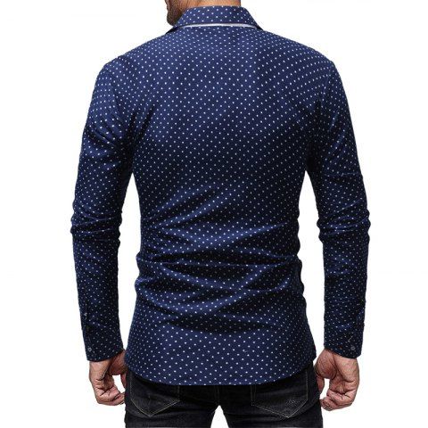 

New Five-Pointed Star Print Men's Casual Slim Long-Sleeved Shirt, Cadetblue