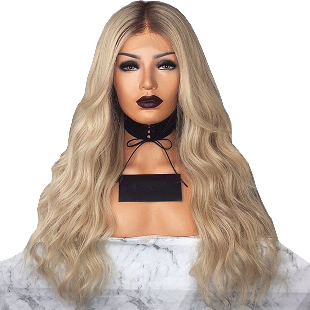 

Women'S Synthetic Hair Wig Elegant Stylish Long Curly Design Black Gold Hair Wig, Sandy brown