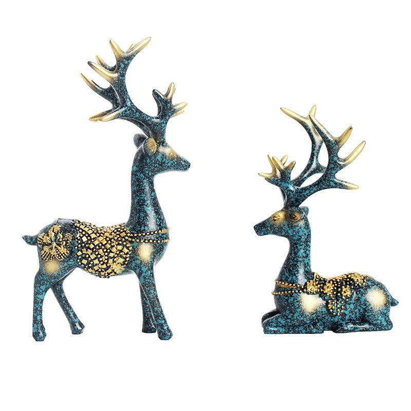 

2PCS Resin Elk Figurines Furnishing Articles Decoration Gifts Crafts, Multi
