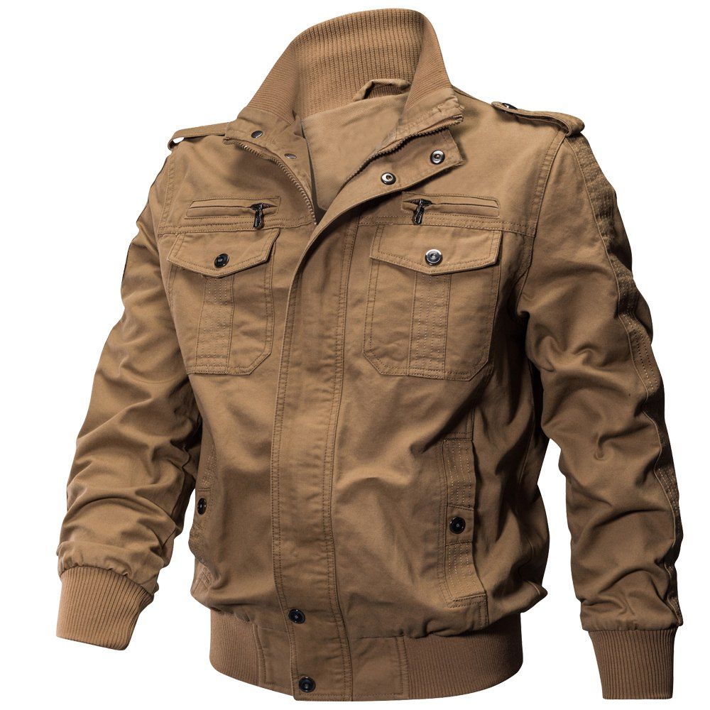 

QIQICHEN 77CITY US Size Autumn Cotton Casual Men's Jacket, Oak brown