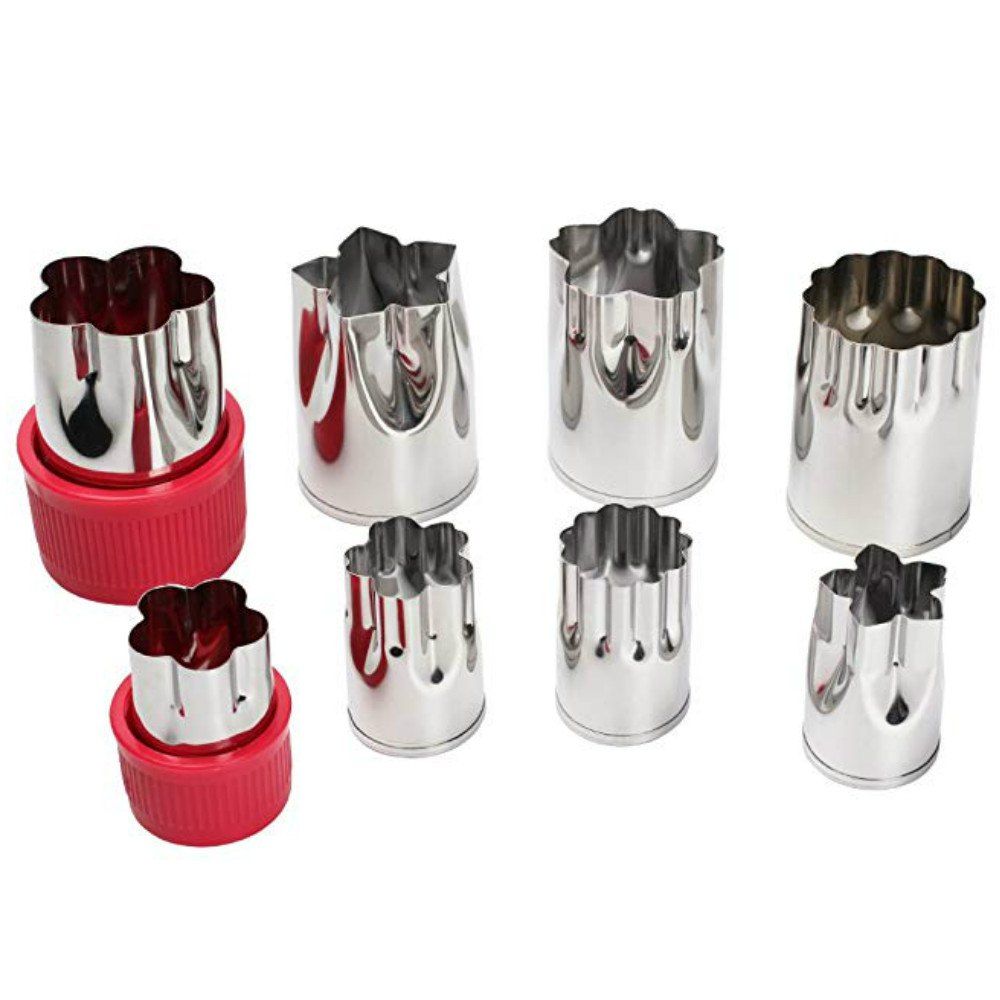 

8pcs Flower Type Vegetable Fruit Creative Biscuit Printing Moulds, Silver