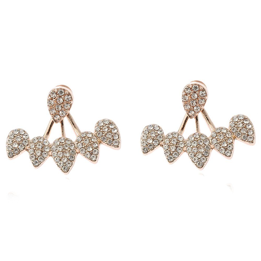 

Individual Set with Vertical and Multi-Drop Separate Simple Ear Studs, Rose gold