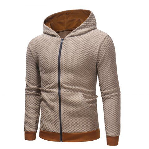 

Men's Winter Hat Pattern Plaid Jacket Loose Coat, Gray