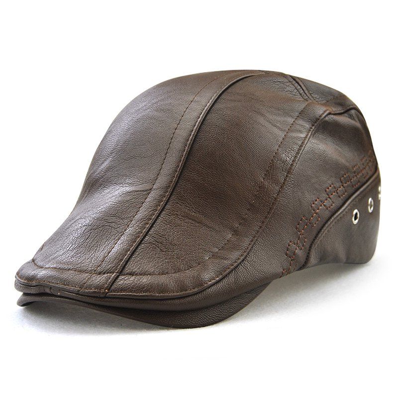 

JAMON Men's Fashion Perforated Embellishment with Personalized Versatile Cap, Coffee