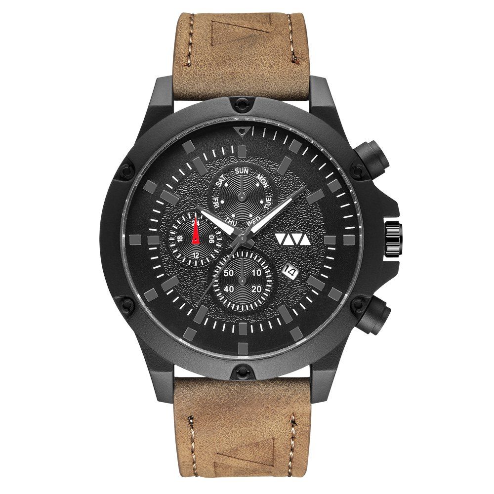 

VAVA Top Brand Luxury Fashion Men's Casual Sports Quzrtz Watch, Camel brown
