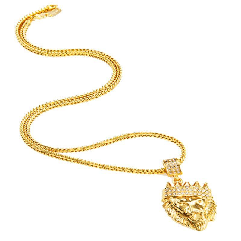 

Men's Hip Hop Style Crown Style Necklace Sweater Chain, Gold