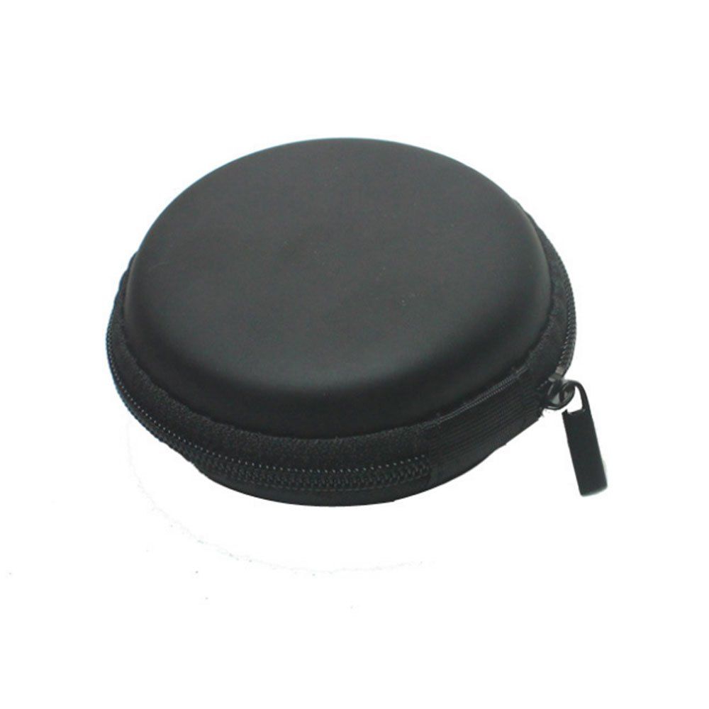 

New Small Round EVA Earphones Exquisite Compression Zipper Storage Box, Black