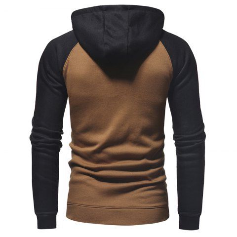

Men's Casual Fashion Stitching Hooded Long-Sleeved Sweater, Brown