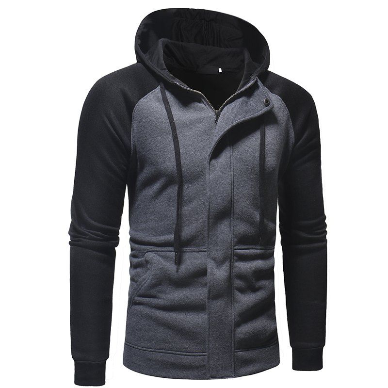 

Men's Casual Fashion Stitching Hooded Long-Sleeved Sweater, Gray