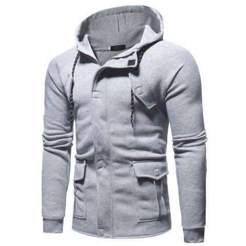 

Men's Casual Fashion Solid Color Slim Long Sleeve Hoodie, Light gray