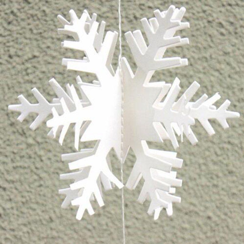 

12pcs 3D Snowflake Strings Cardboard Paper Hanging Decorations for Wedding Chris, White