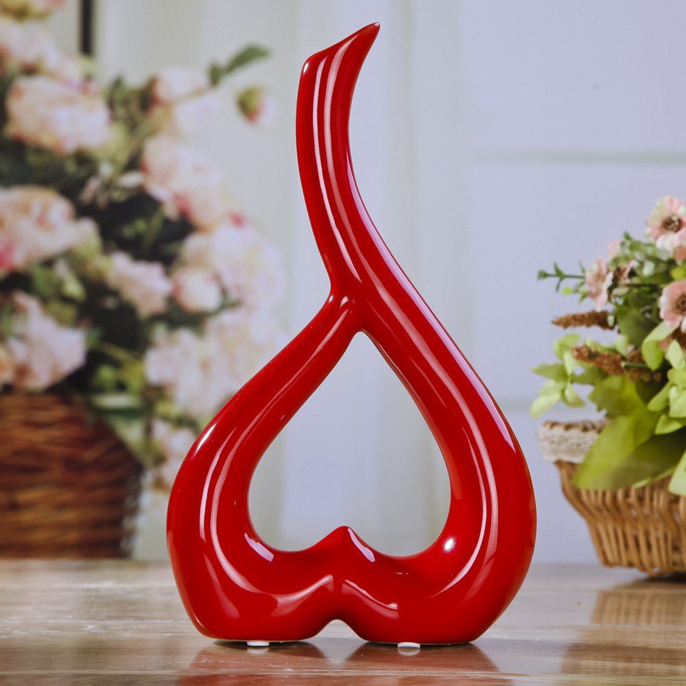 

Creative Modern Household Ceramic Artwork Living Room Love Vase Decoration, Red