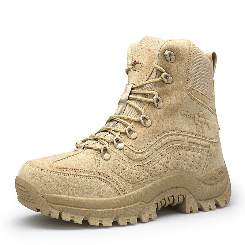 

Men'S High-Top Wear-Resistant Non-Slip Warm Outdoor Martin Military Boots, Sand