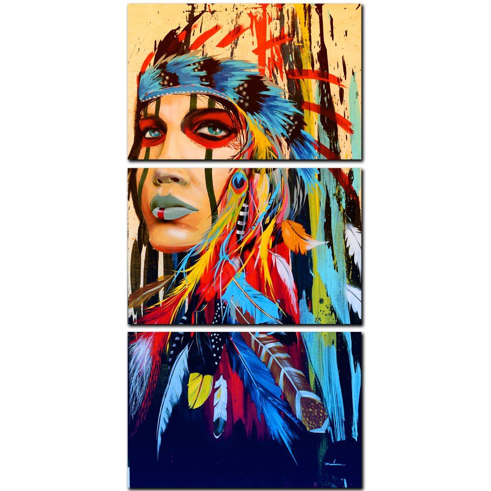 

YISHIYUAN 3 Pcs HD Inkjet Paints Indian Abstract Avatar Decorative Painting, Multi