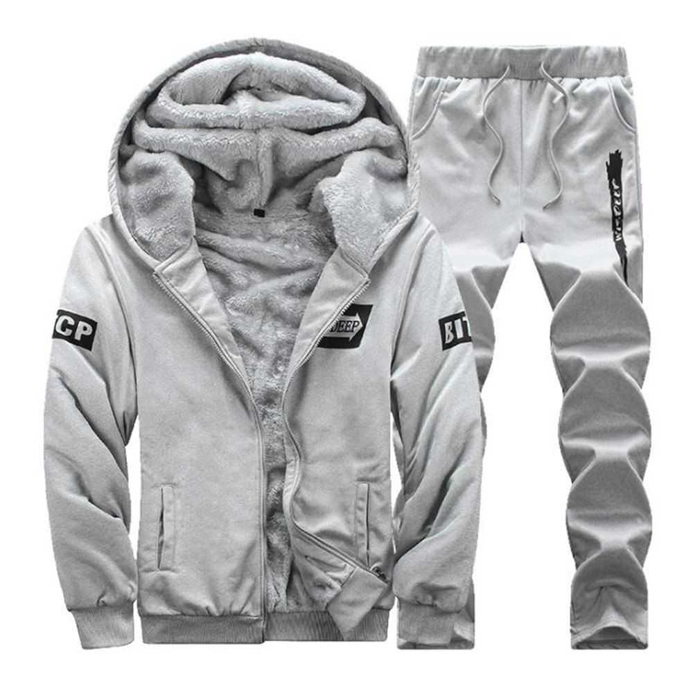 

Men'S Hoodie Sports Suit with Long Sleeves for Two Pieces, Gray