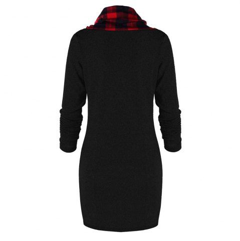 

Fashionable Plaid Is Spliced in Long Style Vest, Black